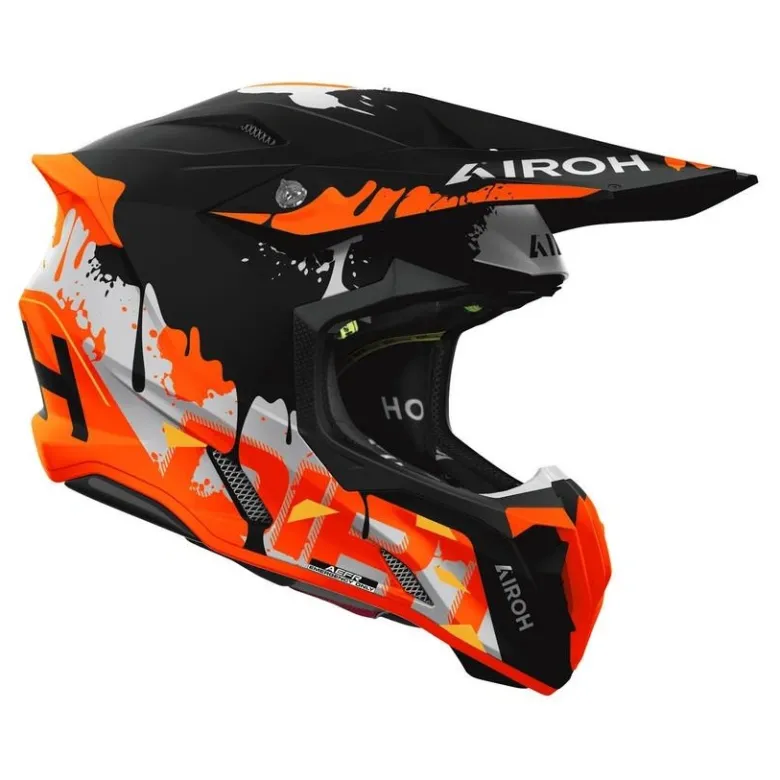 Kask cross AIROH TWIST 3 DIRT MATT czarny pomarańczowy fluo