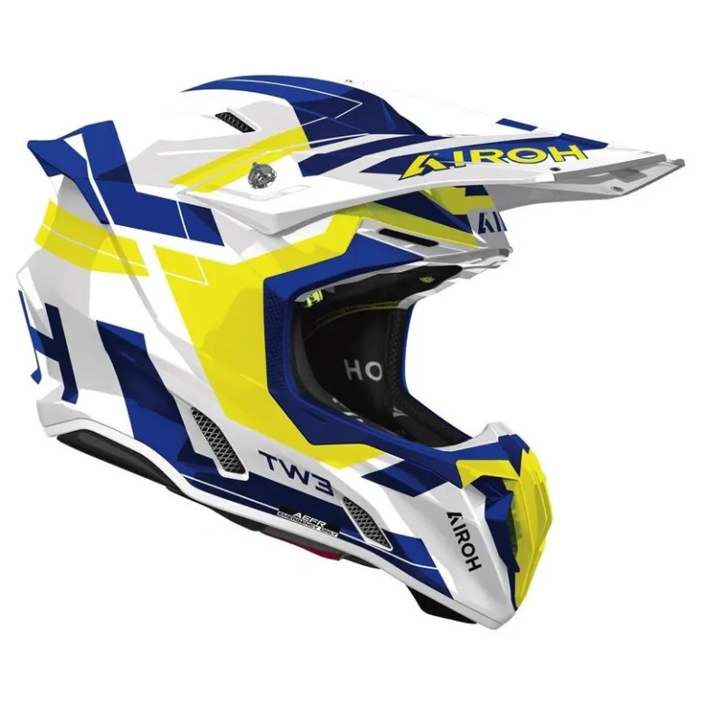 Kask cross AIROH TWIST 3 DYNASTY BLUE YELLOW GLOSS biały niebieski żółty