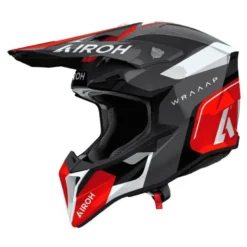 Kask cross AIROH WRAAAP CONQUER RED GLOSS czarny szary biały czerwony