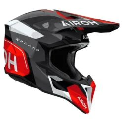 Kask cross AIROH WRAAAP CONQUER RED GLOSS czarny szary biały czerwony