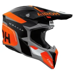 Kask cross AIROH WRAAAP CONQUER ORANGE MATT czarny szary pomarańczowy fluo