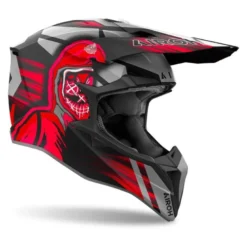 Kask cross AIROH WRAAAP CYBER RED MATT szary czerwony czarny