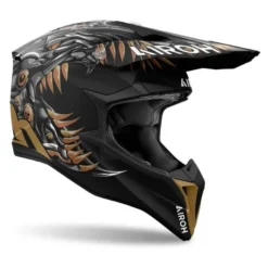 Kask cross AIROH WRAAAP CYBORG MATT czarny złoty