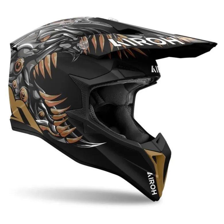 Kask cross AIROH WRAAAP CYBORG MATT czarny złoty