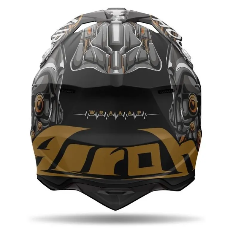Kask cross AIROH WRAAAP CYBORG MATT czarny złoty