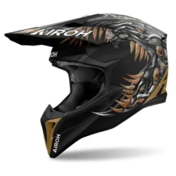 Kask cross AIROH WRAAAP CYBORG MATT czarny złoty