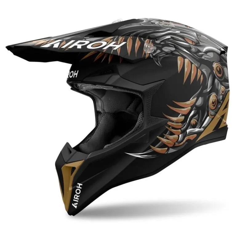 Kask cross AIROH WRAAAP CYBORG MATT czarny złoty
