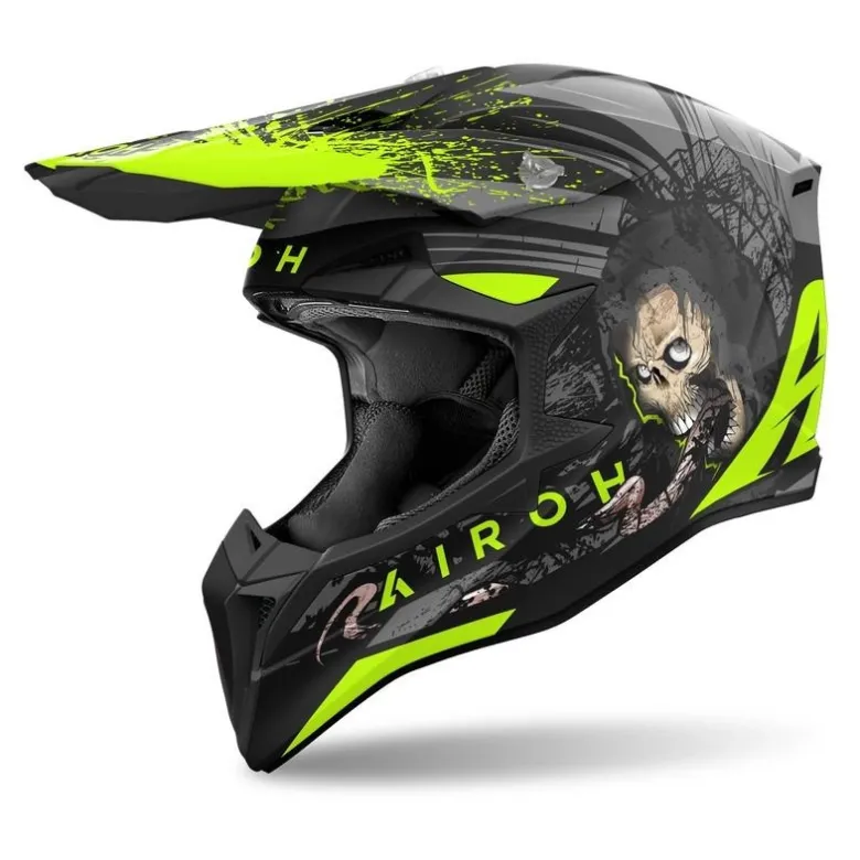Kask cross AIROH WRAAAP DARKNESS MATT czarny żółty fluo