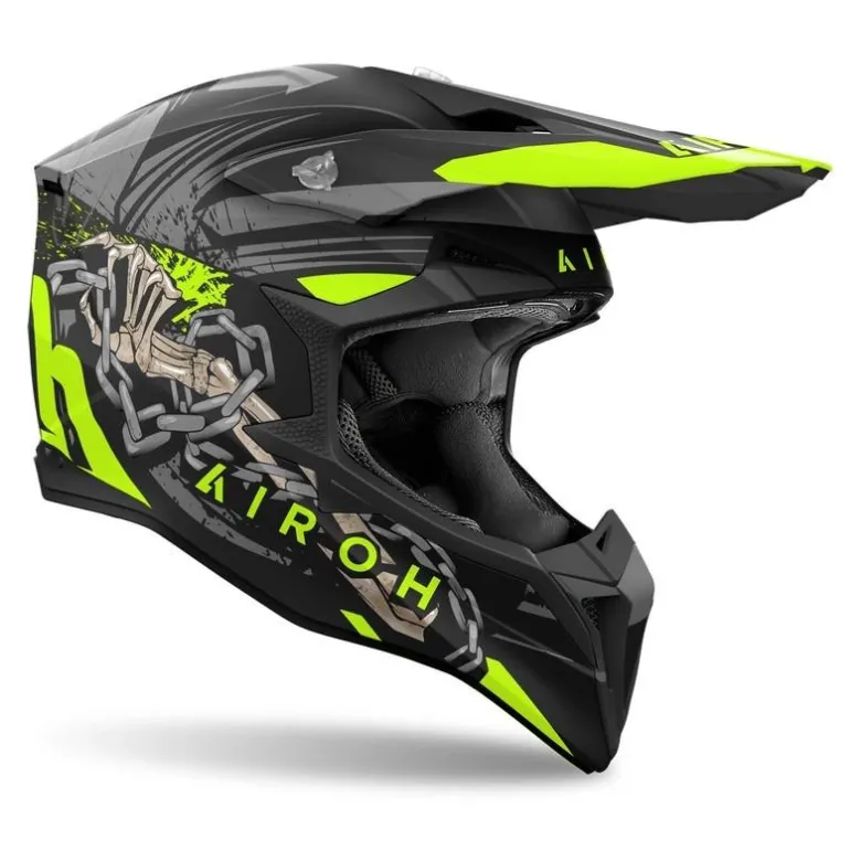 Kask cross AIROH WRAAAP DARKNESS MATT czarny żółty fluo