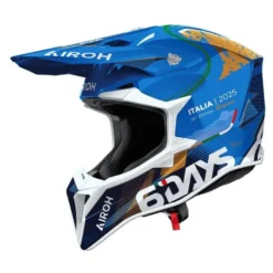 Kask cross AIROH WRAAAP 6DAYS ITALY 2025 GLOSS niebieski biały złoty
