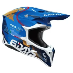 Kask cross AIROH WRAAAP 6DAYS ITALY 2025 GLOSS niebieski biały złoty
