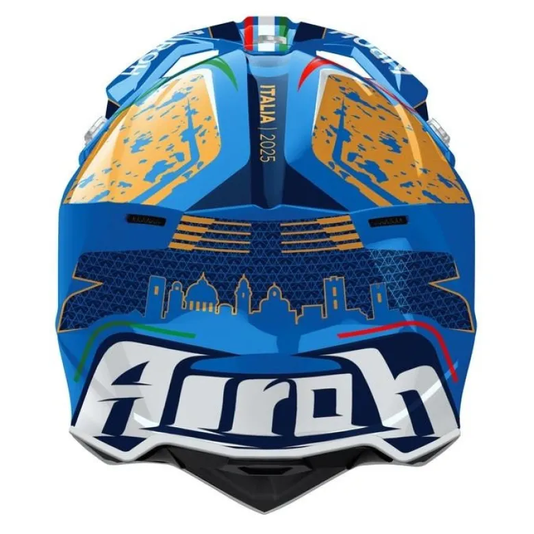 Kask cross AIROH WRAAAP 6DAYS ITALY 2025 GLOSS niebieski biały złoty