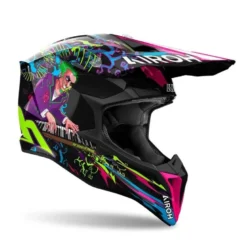 Kask cross AIROH WRAAAP MUSIC GLOSS zielony fioletowy różowy czarny