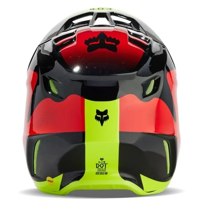Kask cross FOX V3 REVISE RED/YELLOW żółty fluo czerwony czarny