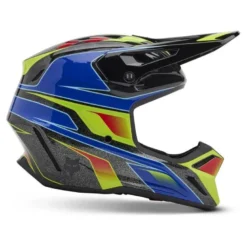 Kask cross FOX V3 RS CARBON ACRIC MULTI niebieski żółty fluo czerwony czarny