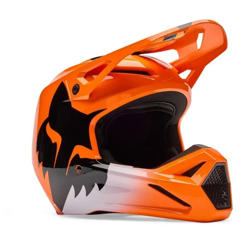 Kask cross FOX V1 SHIELD FLUO ORANGE pomarańczowy fluo czarny