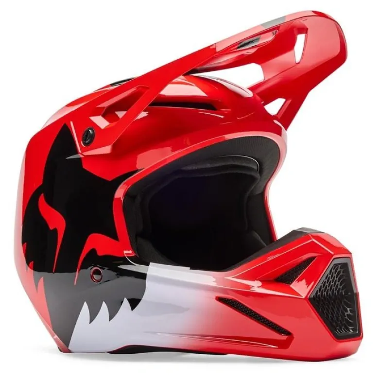 Kask cross FOX V1 SHIELD FLUO RED czerwony fluo czarny