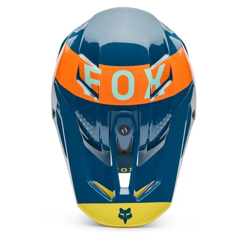 Kask cross FOX V3 TINE TWILIGHT niebieski żółty