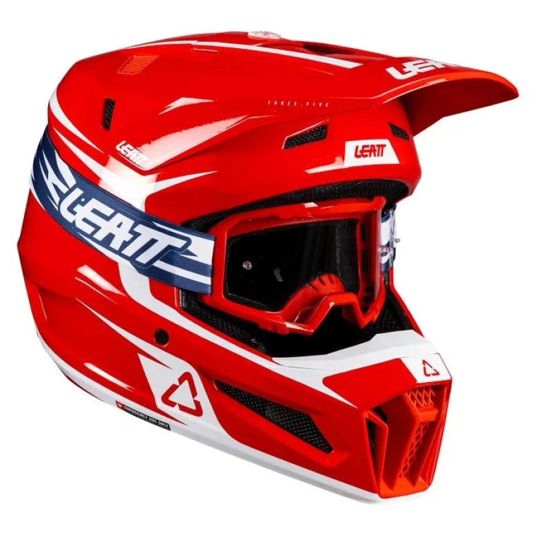 Kask cross z goglami LEATT KIT MOTO 3.5 RED czerwony