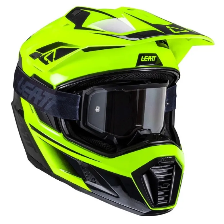 Kask cross z goglami LEATT KIT ADV 8.5 V25 HI-VIZ żółty fluo czarny