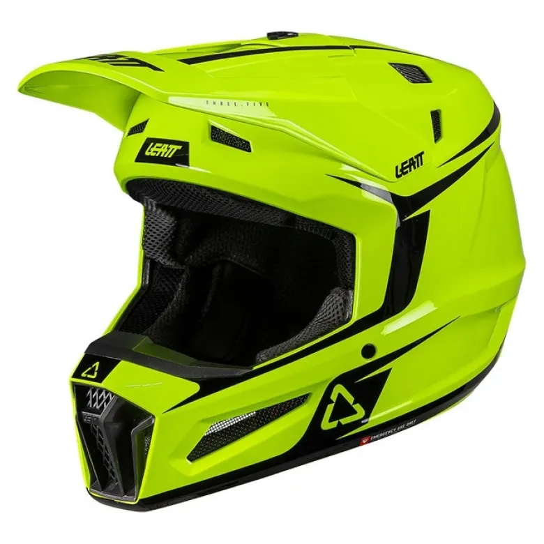 Kask cross z goglami LEATT KIT MOTO 3.5 NEON YELLOW żółty fluo