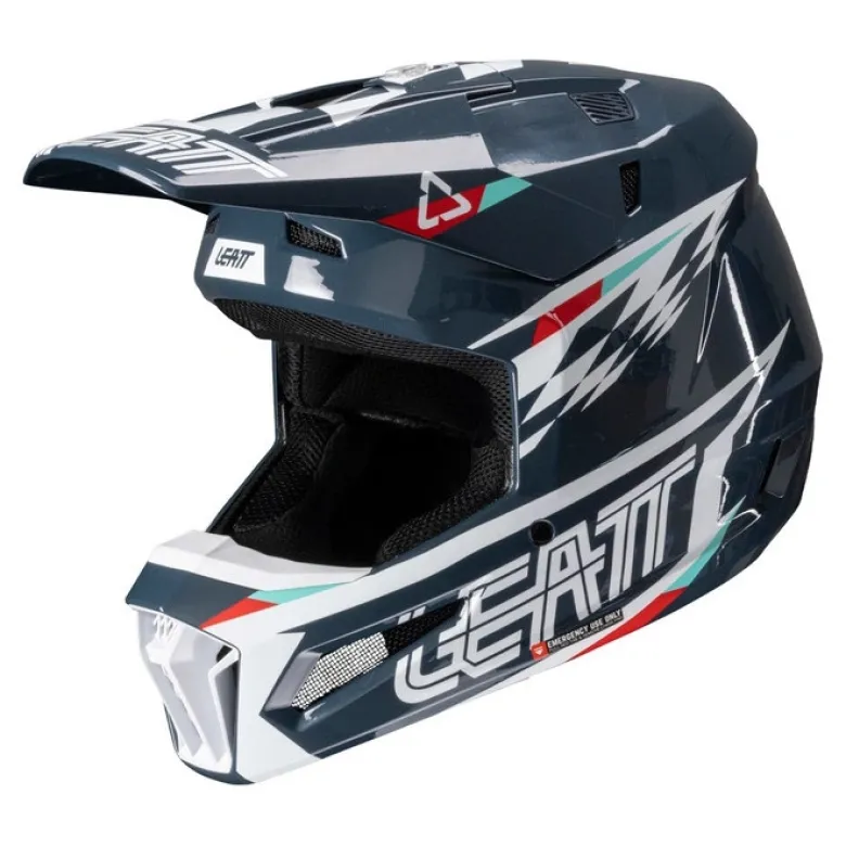Kask cross z goglami LEATT KIT MOTO 3.5 V25 BLUE niebieski