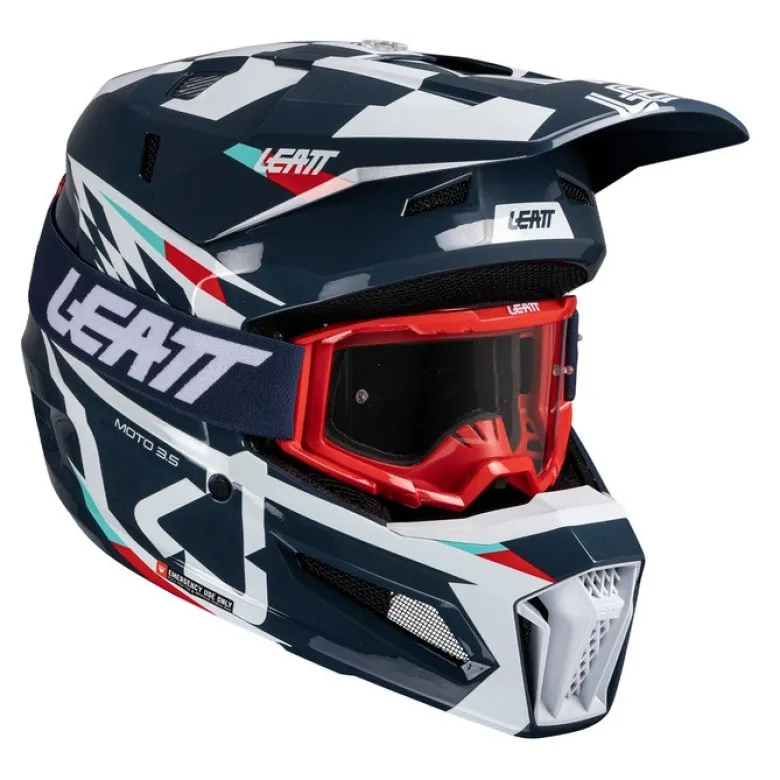 Kask cross z goglami LEATT KIT MOTO 3.5 V25 BLUE niebieski
