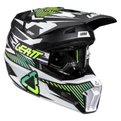 Kask cross z goglami LEATT KIT MOTO 3.5 STORM TEAL biały czarny żółty fluo