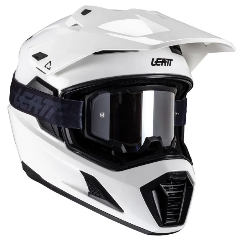 Kask cross z goglami LEATT KIT ADV 8.5 V25 WHITE biały