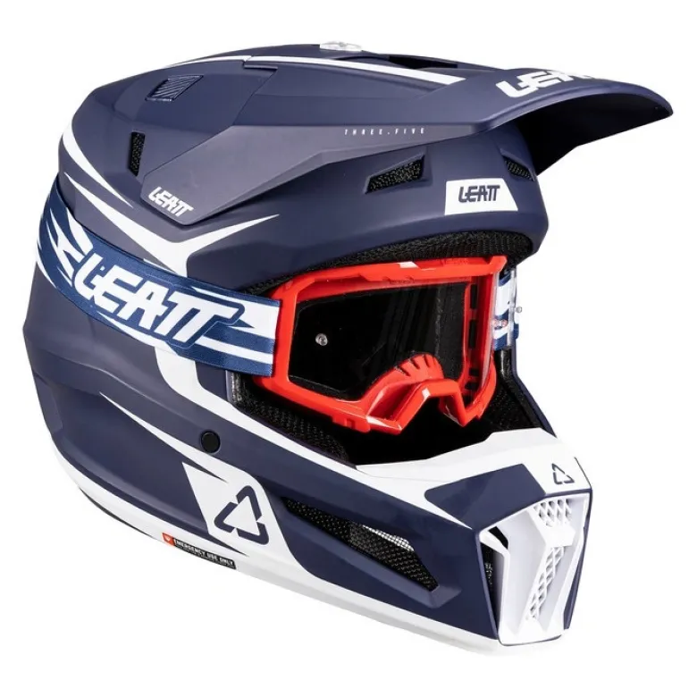 Kask cross z goglami LEATT KIT MOTO 3.5 BLUE niebieski