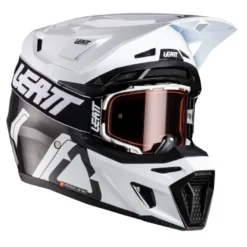 Kask cross z goglami LEATT KIT MOTO 9.5 CARBON WHITE biały