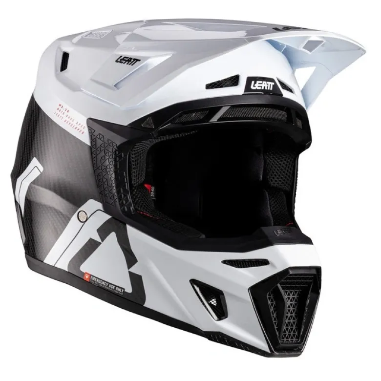 Kask cross z goglami LEATT KIT MOTO 9.5 CARBON WHITE biały