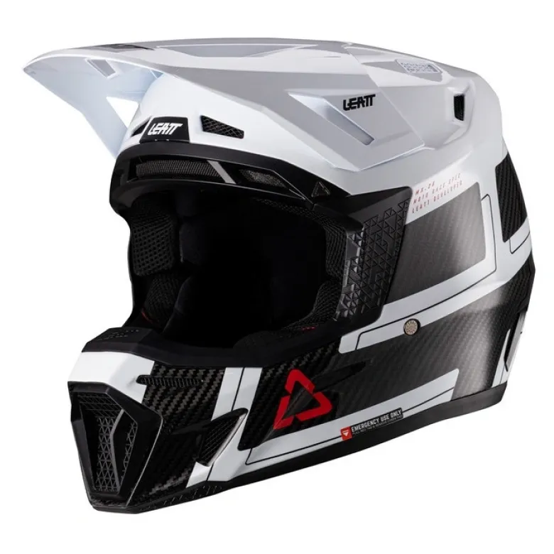 Kask cross z goglami LEATT KIT MOTO 9.5 CARBON WHITE biały