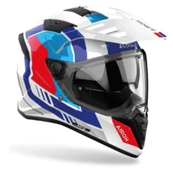 Kask integralny AIROH BANDIT HORN WHITE GLOSS biały niebieski czerwony