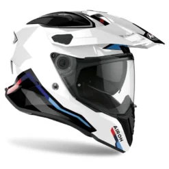 Kask integralny AIROH COMMANDER FACTOR WHITE GLOSS biały niebieski czerwony czarny szary