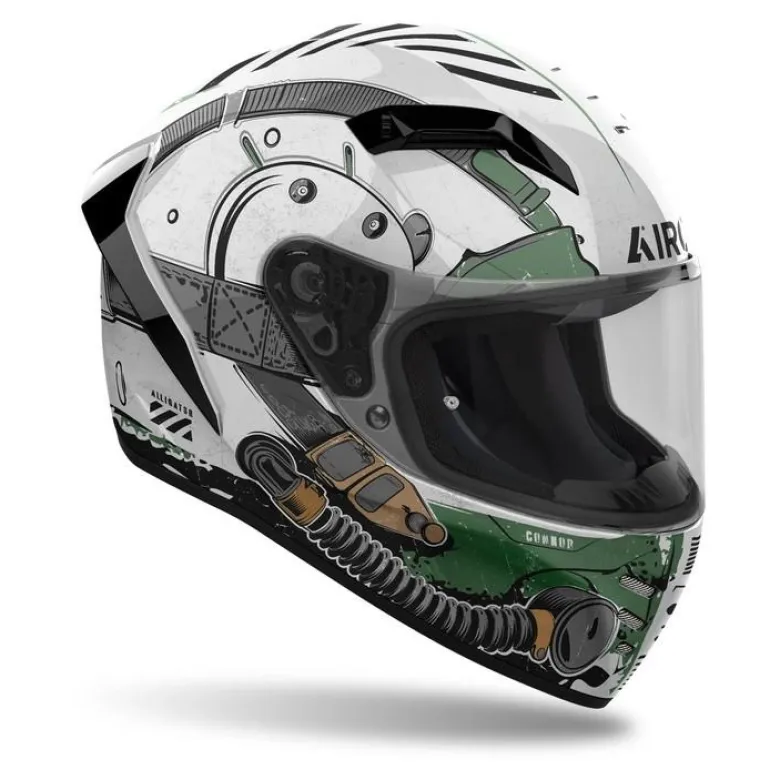 Kask integralny AIROH CONNOR ALLIGATOR GLOSS zielony biały