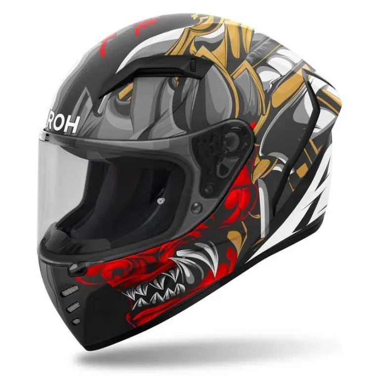 Kask integralny AIROH CONNOR SAMURAI MATT szary złoty czerwony