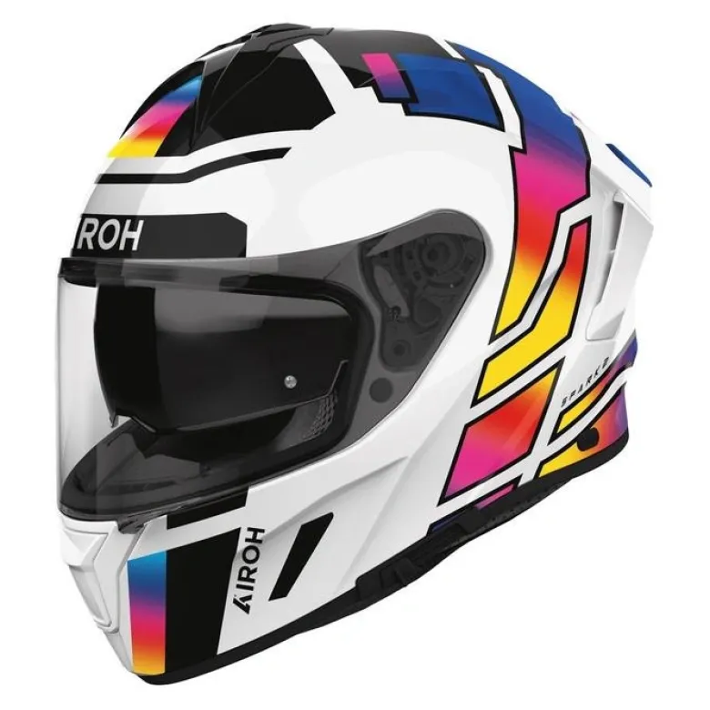 Kask integralny AIROH SPARK 2 LIVELY RAINBOW GLOSS biały niebieski różowy