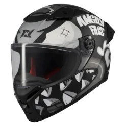 Kask integralny AXXIS FENIX ANGRY FACE B2 MATT czarny szary