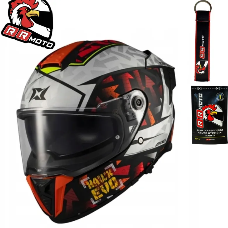 Kask integralny AXXIS HAWK EVO SV SKETCHBOOK B2 MATT czerwony czarny biały