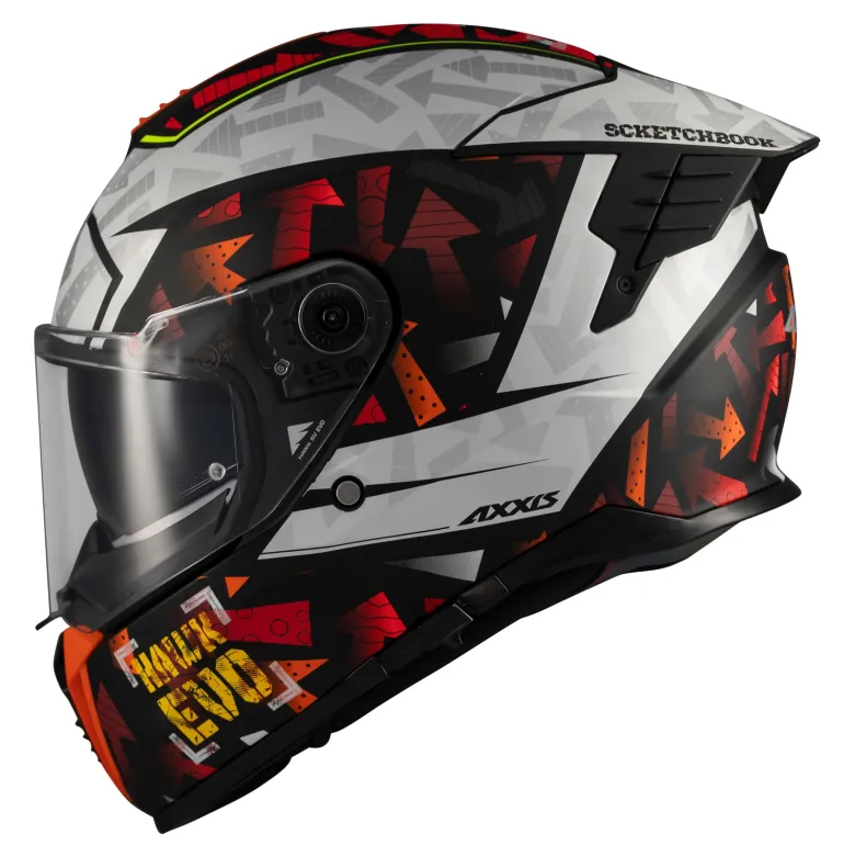Kask integralny AXXIS HAWK EVO SV SKETCHBOOK B2 MATT czerwony czarny biały