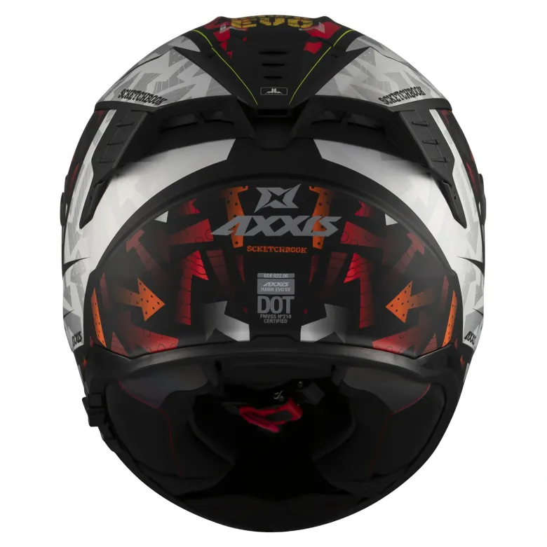 Kask integralny AXXIS HAWK EVO SV SKETCHBOOK B2 MATT czerwony czarny biały