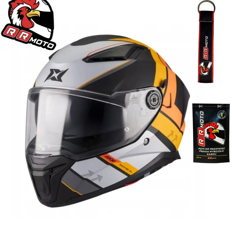 Kask integralny AXXIS PANTHER SV VALVE B4 MATT żółty pomarańczowy szary czarny