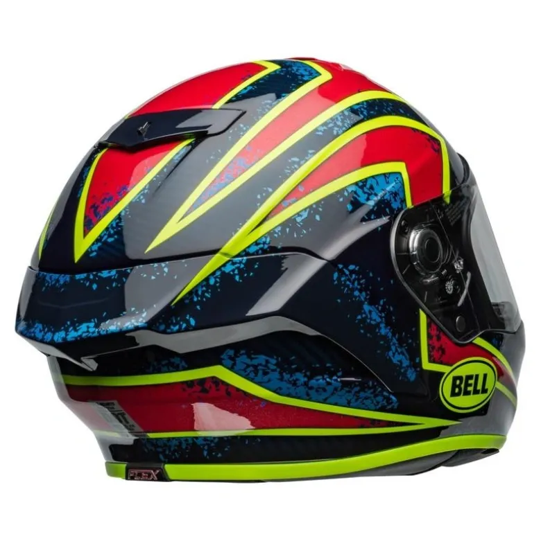 Kask integralny BELL RACESTAR DLX XENON BLUE RETINA czarny czerwony niebieski żółty fluo