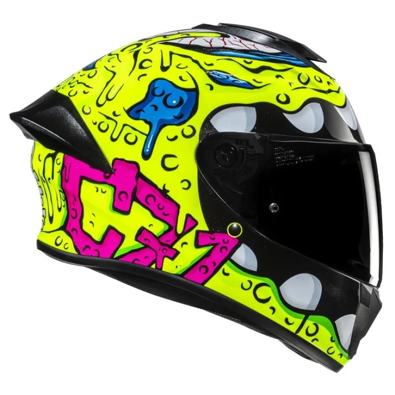 Kask integralny HJC C71 SQUEEZE YELLOW/PINK żółty fluo różowy niebieski czarny