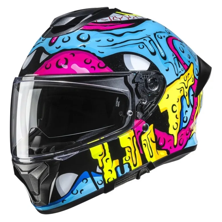 Kask integralny HJC C71 SQUEEZE BLUE/YELLOW niebieski żółty różowy czarny