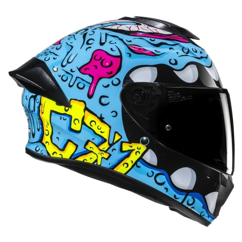 Kask integralny HJC C71 SQUEEZE BLUE/YELLOW niebieski żółty różowy czarny
