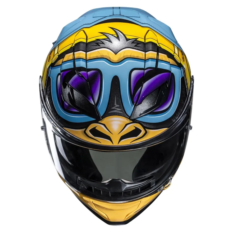 Kask integralny HJC F71 MONKEY DJ BLUE/ORANGE niebieski pomarańczowy
