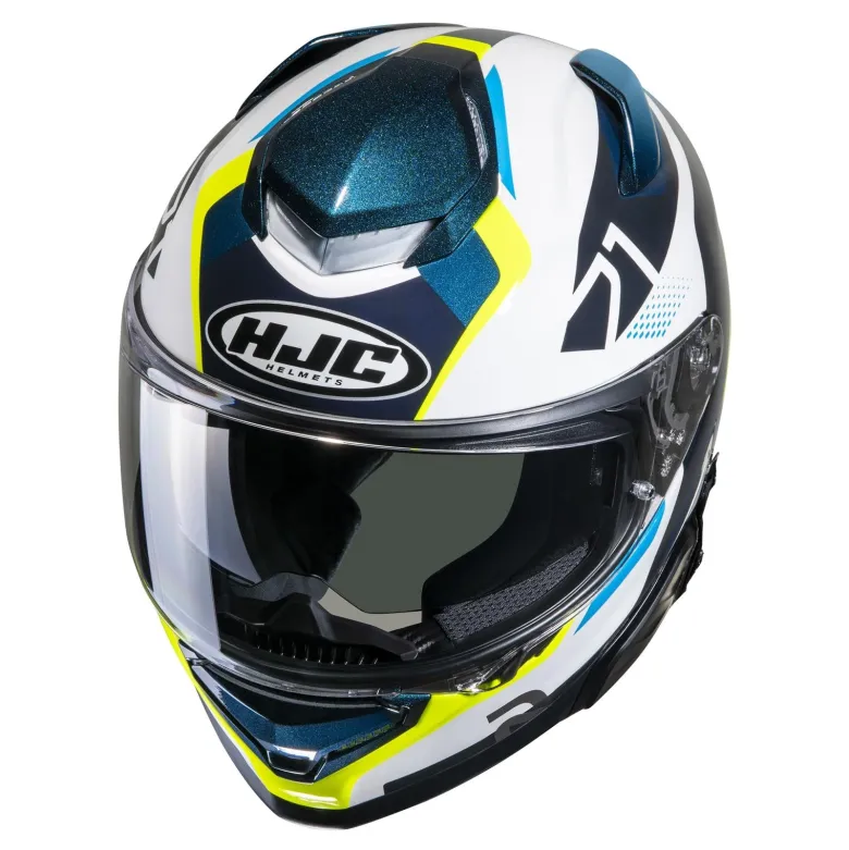 Kask integralny HJC RPHA 71 HAPEL BLUE/YELLOW niebieski żółty fluo biały czarny