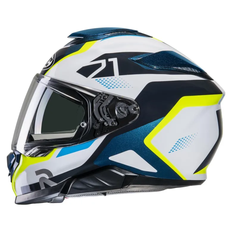 Kask integralny HJC RPHA 71 HAPEL BLUE/YELLOW niebieski żółty fluo biały czarny